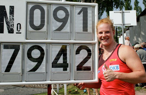 Легкая атлетика. Хайдлер бьет рекорд Метательница молота из Германии установила новый мировой рекорд на соревнованиях в Халле.