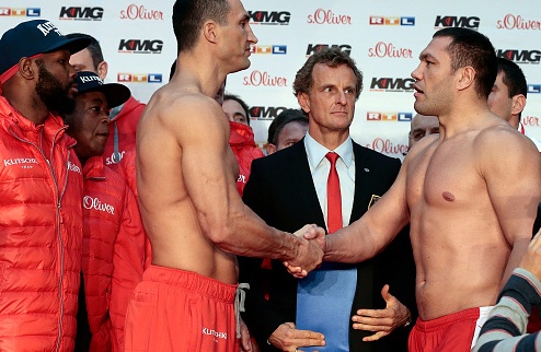 Кличко и Пулев встали на весы Владимир Кличко (62-3, 52 КО) оказался немного легче Кубрата Пулева (20-0, 11 КО ).