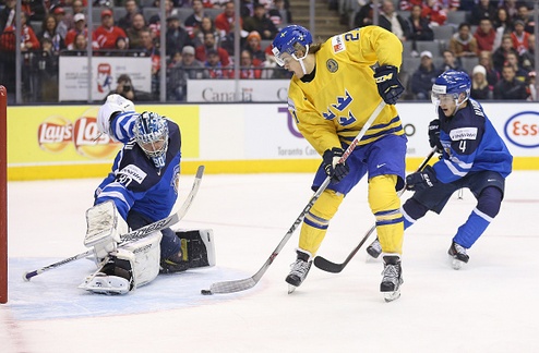 МЧМ. Плей-офф. Швеция результативно бьет Финляндию Прекрасная игра в большинстве позволила шведам одолеть финский барьер.