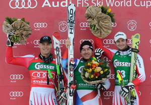 Горные лыжи. Куш обходит двух австрийцев В рамках 12-го этапа Кубка мира горнолыжник продолжили соревнования в австрийском Китцбюэль. 